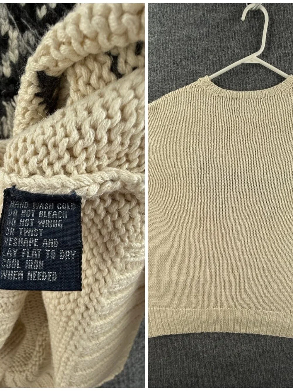 VTG Polo Ralph Lauren Hand Knit Dog RL01 2001 Linen Blend Graphic Large Ivory